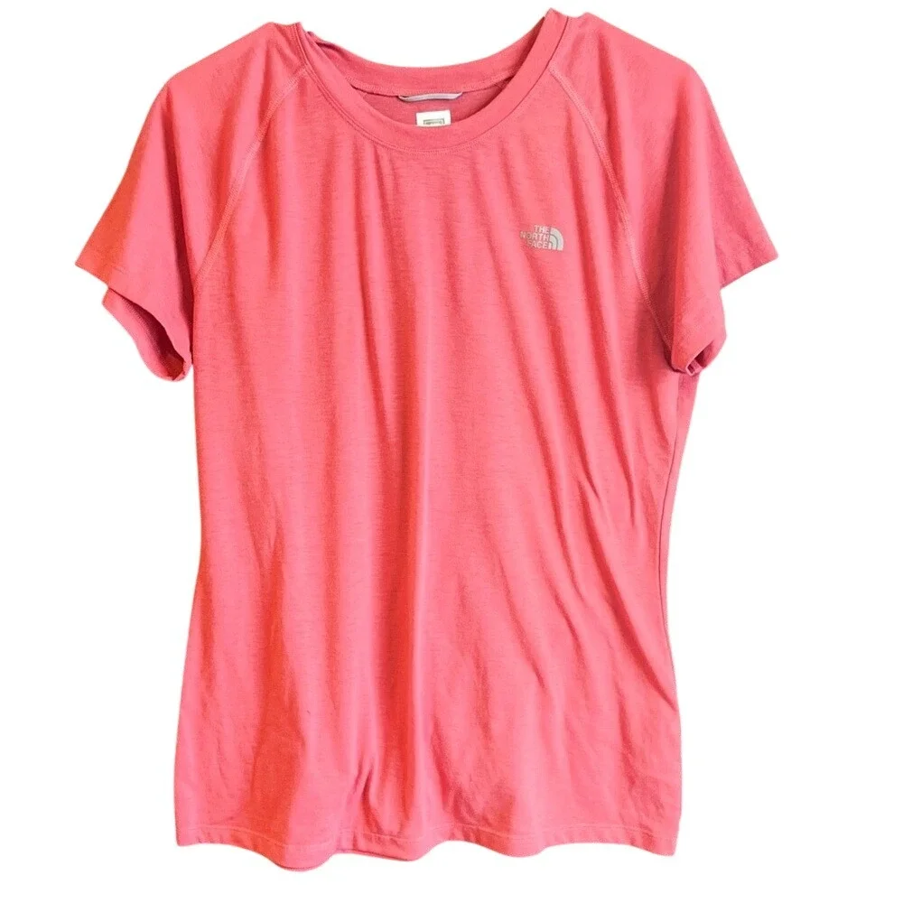 The North Face Womens VaporWick Short Sleeve Active T-Shirt Coral Pink Large EUC - Picture 2 of 6